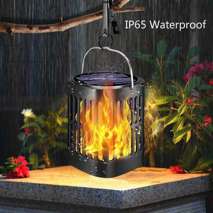 Lanterne Solaire à Flammes LED - Éclairage Extérieur Décoratif pour Jardin et Terrasse avec Possibilité de Suspension