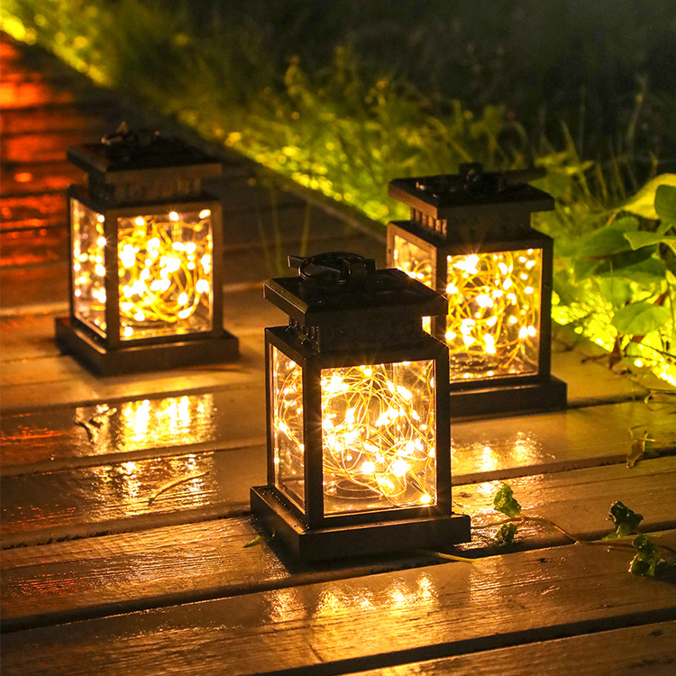 Lanterne Solaire à Led avec Fil Lumineux et Clip de Suspension - Eclairage de Jardin Étanche pour Terrasse et Balcon