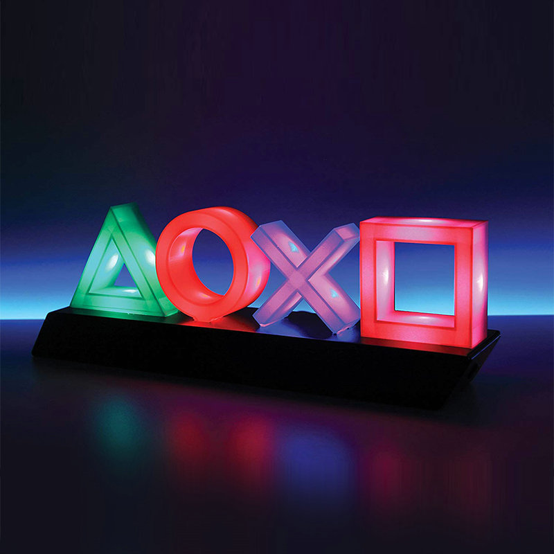 Lampe De Table LED Symboles Playstation - Lumière Décorative Contrôlée Par La Musique Pour Les Jeux Et La Chambre À Coucher