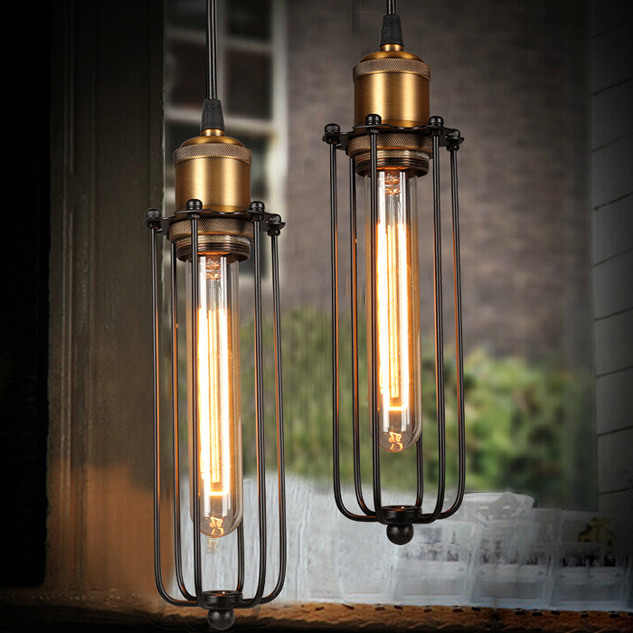 Lampe Suspendue Industrielle au Design Rétro - Lampe Suspendue Vintage avec Grille Métallique