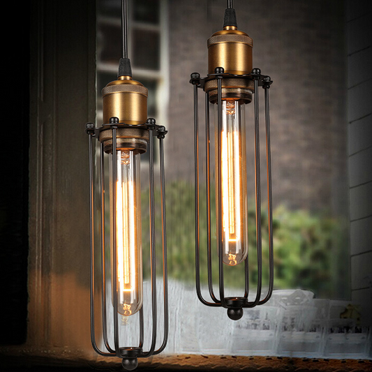 Lampe Suspendue Industrielle au Design Rétro - Lampe Suspendue Vintage avec Grille Métallique