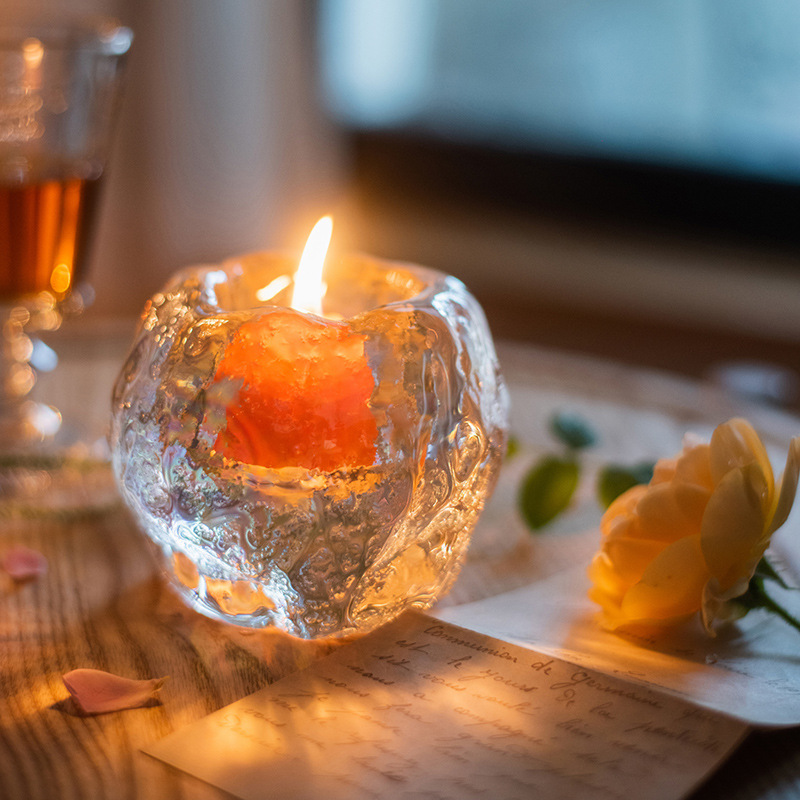 Porte-bougies à Réchaud en Verre - Porte-bougies Décoratif en Verre Transparent pour un Éclairage Confortable