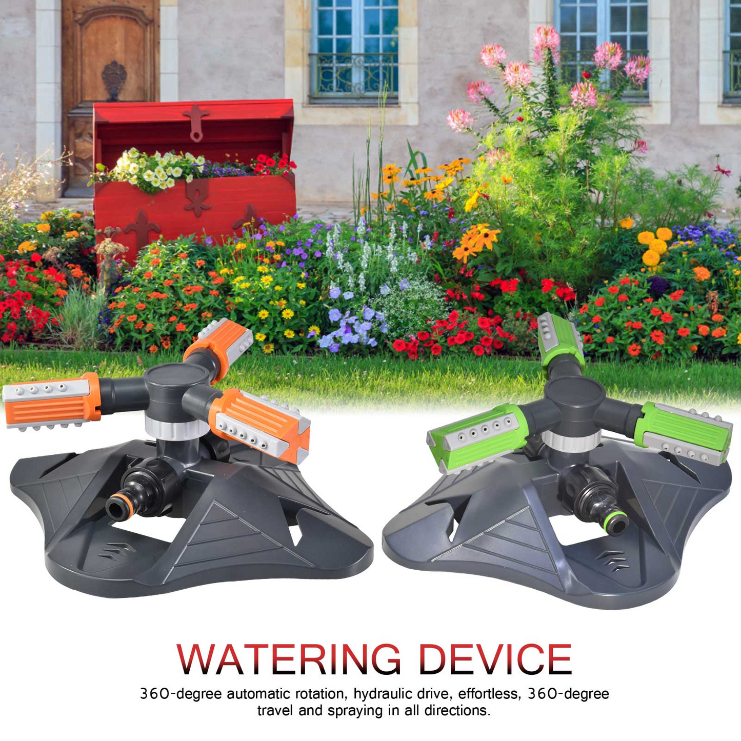Arrosoir de Jardin Pivotant à 3 Buses - Arrosage Efficace pour la Pelouse et le Jardin
