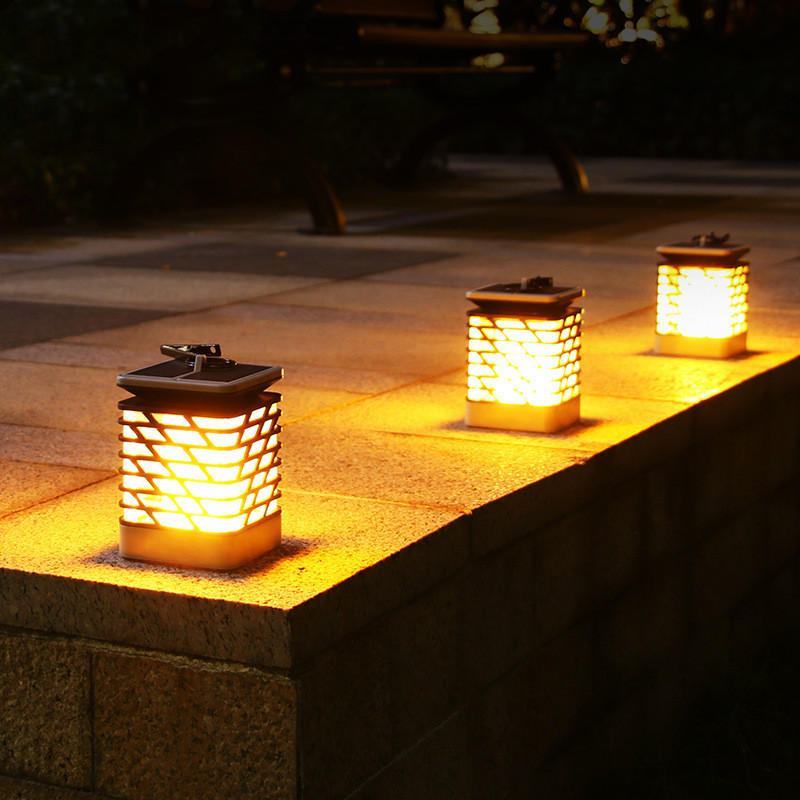 Lanterne de Jardin Solaire à Led avec Design de Rainures - Éclairage Extérieur Décoratif pour le Jardin