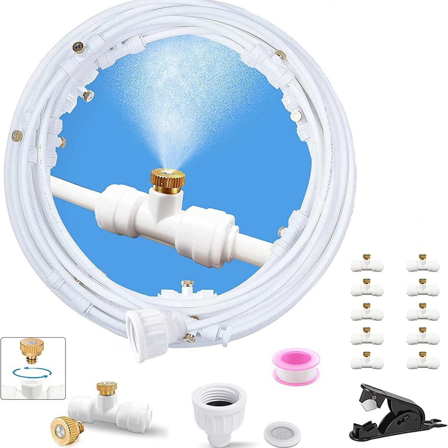 Misting System Pour La Terrasse Et Le Jardin - Kit De Pulvérisation Rafraîchissant Pour Parasol Et Kiosque