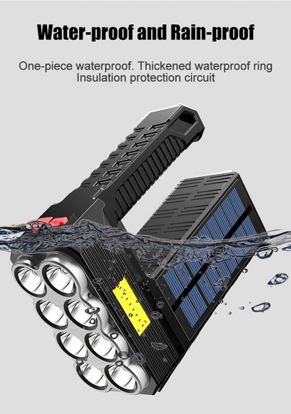 Lampe de Poche Solaire à LED - Projecteur Portatif Étanche et Puissant avec Pile au Lithium