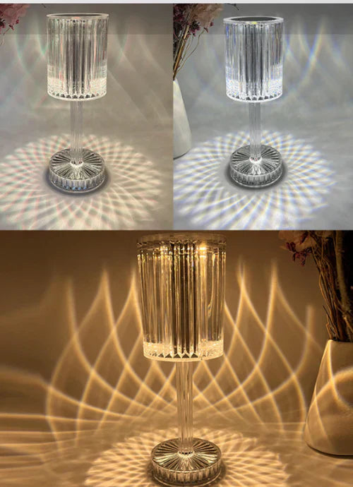 Lampe de Table en Cristal à Intensité Variable et au Design Moderne