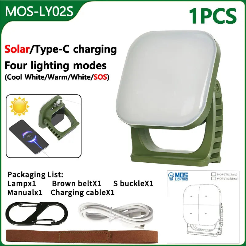 Lampe de Camping Solaire Rechargeable 80w avec Aimant et Fonction Zoom