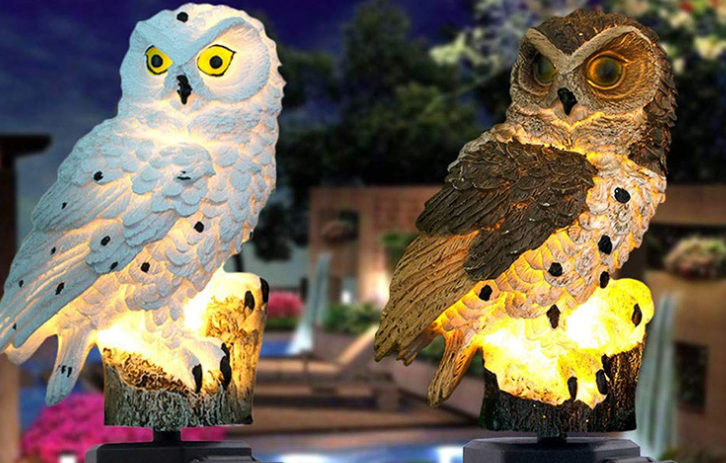 Lampe Solaire de Jardin Hibou - Lampe D' Extérieur à Led pour le Jardin , la Terrasse et le Balcon , Résistante aux Intempéries