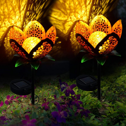 Lampe Solaire de Jardin Fleur de Lotus - Éclairage Extérieur Décoratif à Led pour le Jardin et la Cour