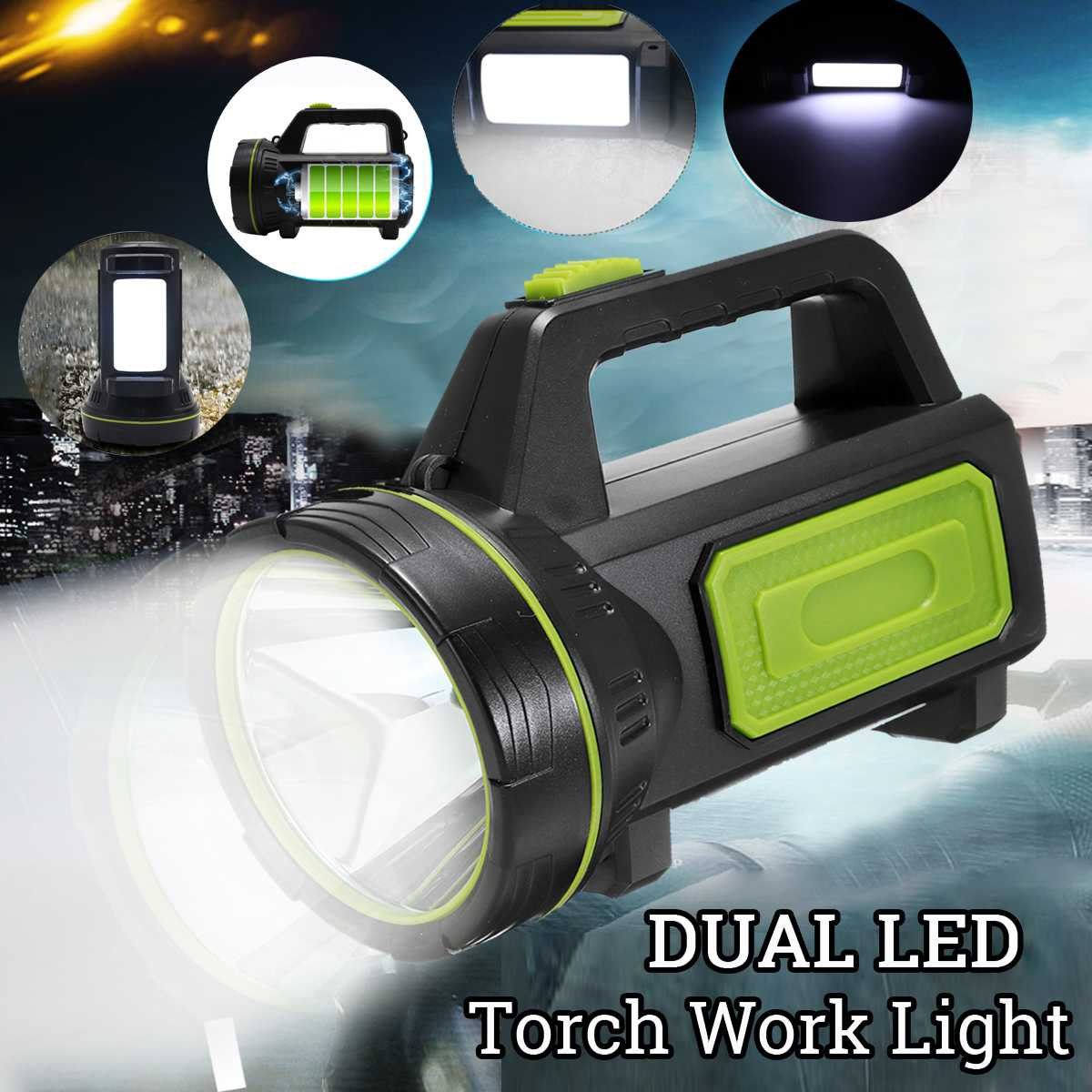 Lampe de Poche LED avec Projecteur Latéral - Lampe de Travail Portable pour le Camping et les Urgences