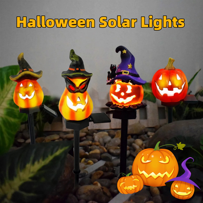 Lampes Solaires D' Halloween - Lampes de Jardin Décoratives à Led avec des Motifs de Citrouilles et de Sorcières