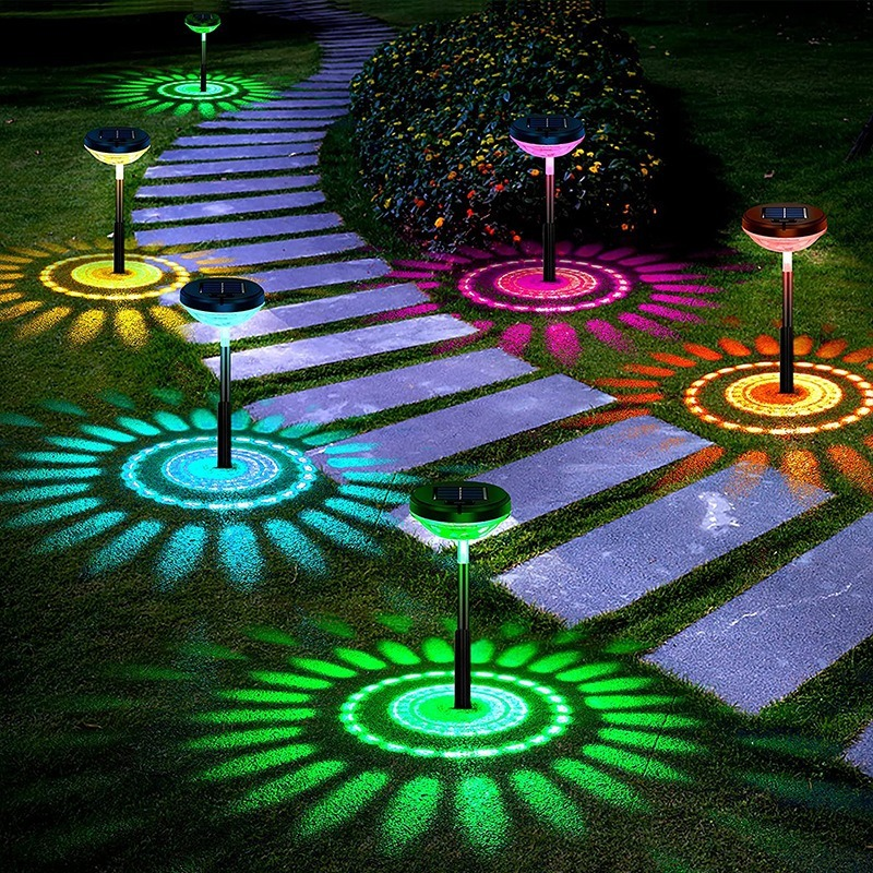 Lampe Solaire de Jardin avec Changement de Couleur - Eclairage de Jardin à Led pour L' Extérieur avec Motif de Fleurs