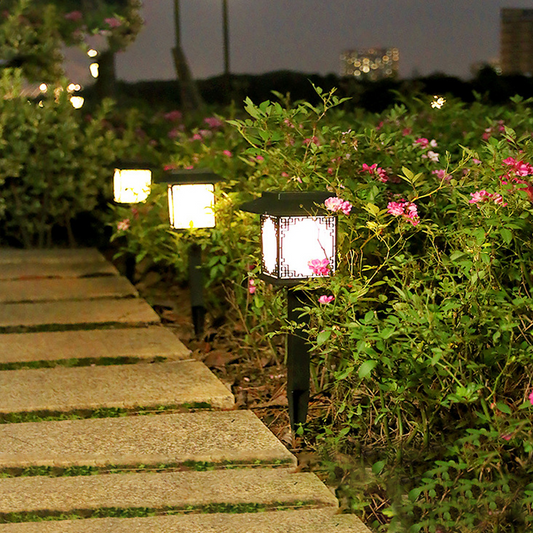 Lampe Solaire à LED pour le Jardin - Grande Lampe Carrée à Lumière Chaude et Double Usage