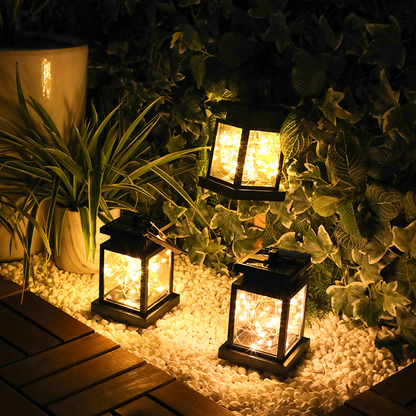 Lanterne Solaire à Led avec Fil Lumineux et Clip de Suspension - Eclairage de Jardin Étanche pour Terrasse et Balcon