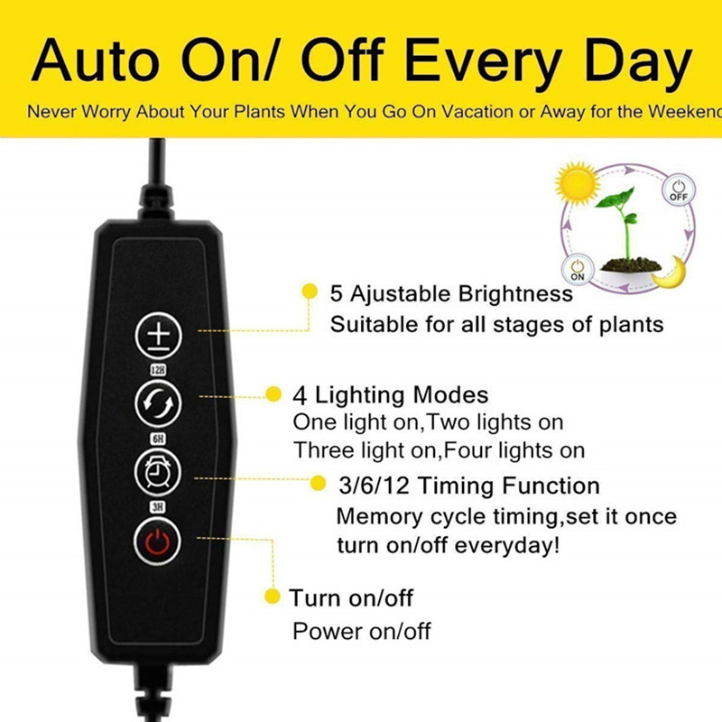 Lumière De Croissance Des Plantes Avec 4 Bras Flexibles Et Fonction De Gradation Pour Les Jardins D' Intérieur