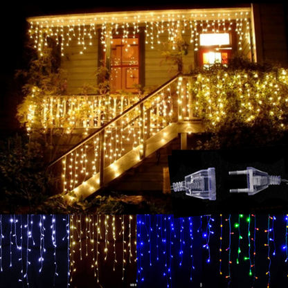 Ciel Étoilé LED Glaçons Guirlande Lumineuse - Rideaux Lumineux Décoratifs pour Noël et le Jardin