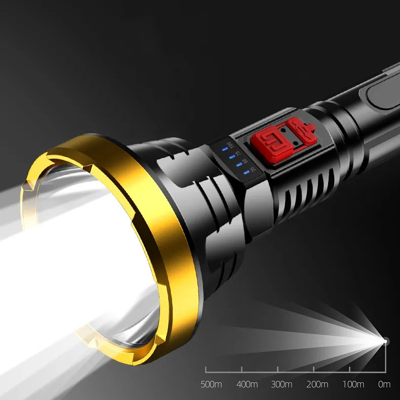 Lampe de Poche Led 90000lm - Projecteur de Recherche Tactique avec Charge Usb et Éclairage Super Lumineux
