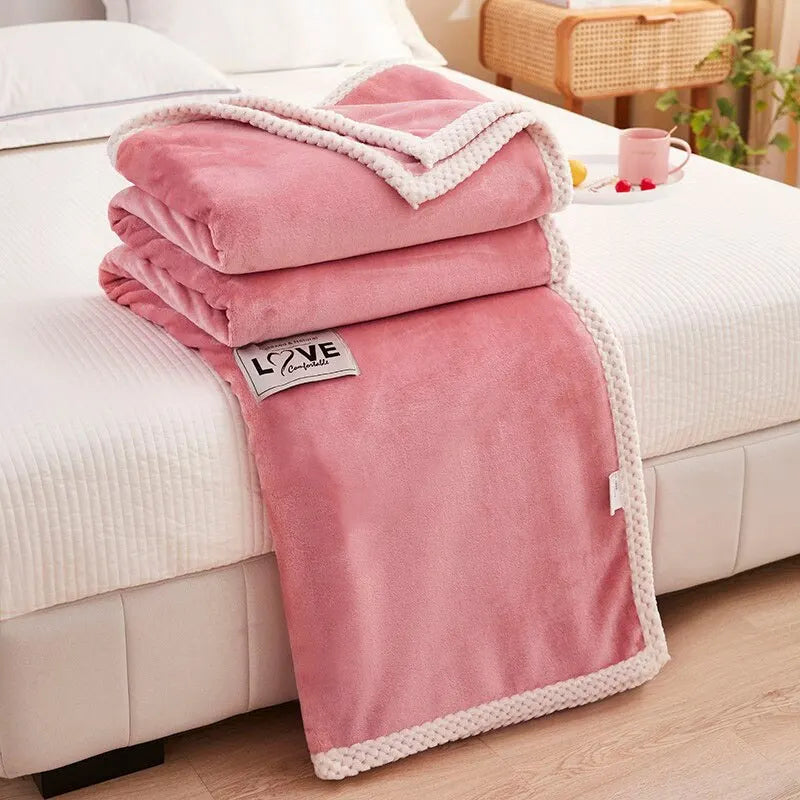 Couverture Douillette en Flanelle Polaire Rose