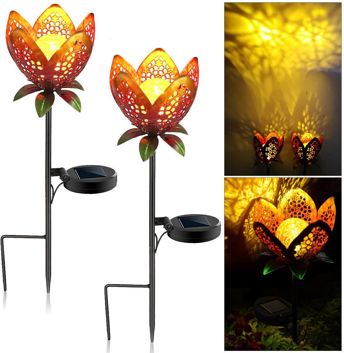 Lampe Solaire de Jardin Fleur de Lotus - Éclairage Extérieur Décoratif à Led pour le Jardin et la Cour