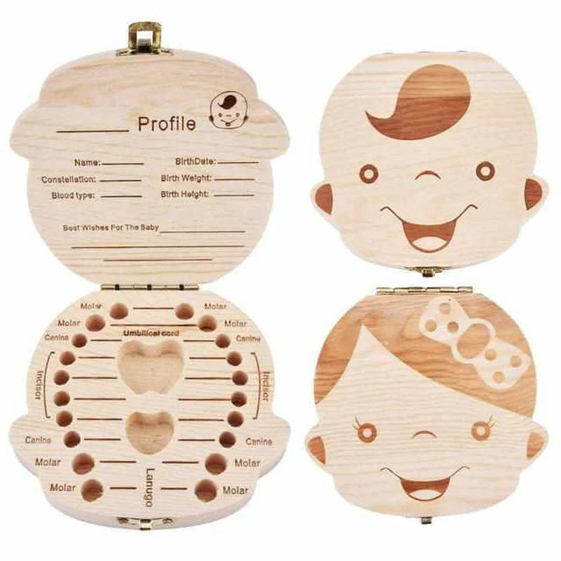 Boîte à Dents en Bois pour des Souvenirs Précieux - avec Espace pour les Dents de Lait et les Données Personnelles