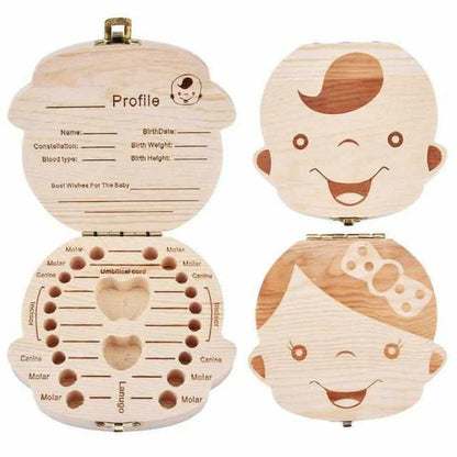 Boîte à Dents en Bois pour des Souvenirs Précieux - avec Espace pour les Dents de Lait et les Données Personnelles