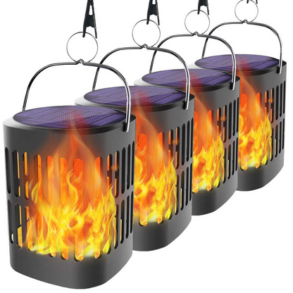 Lanterne Solaire à Flammes LED - Éclairage Extérieur Décoratif pour Jardin et Terrasse avec Possibilité de Suspension
