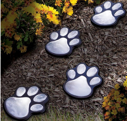 Lampe Solaire Au Design D' Empreinte De Patte - Éclairage De Jardin Led Multicolore Pour L' Extérieur