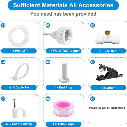 Misting System Pour La Terrasse Et Le Jardin - Kit De Pulvérisation Rafraîchissant Pour Parasol Et Kiosque