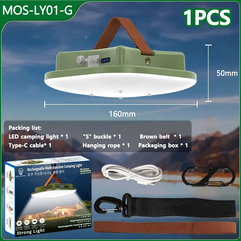Lampe de Camping Solaire Rechargeable 80w avec Aimant et Fonction Zoom