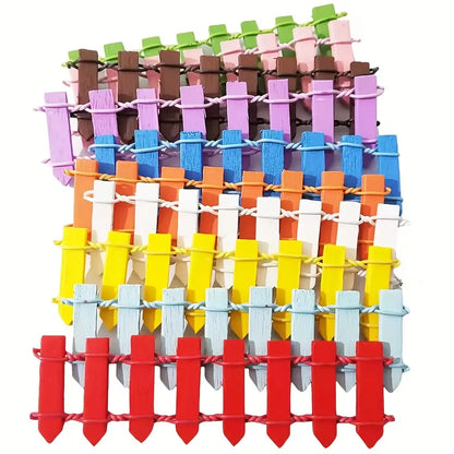 Clôture de Jardin Miniature en Bois - Décoration Colorée pour le Jardin des Fées et le Modélisme