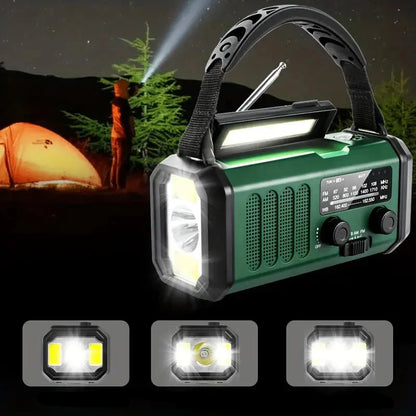 Radio D' Urgence Solaire avec Powerbank - Radio à Manivelle avec Lampe de Poche à Led pour le Camping et L' Extérieur
