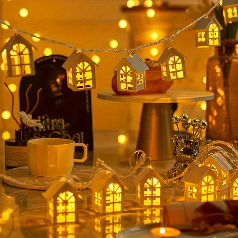 Chaînes Lumineuses LED Avec Mini-maisons - Lumières De Noël Décoratives Pour L' Intérieur