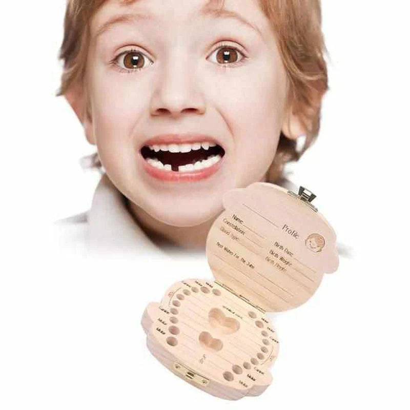 Boîte à Dents en Bois pour des Souvenirs Précieux - avec Espace pour les Dents de Lait et les Données Personnelles