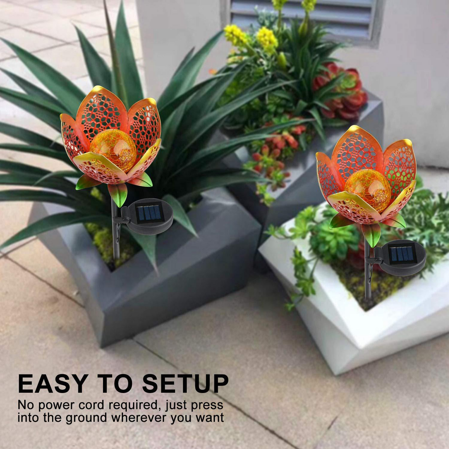 Lampe Solaire de Jardin Fleur de Lotus - Éclairage Extérieur Décoratif à Led pour le Jardin et la Cour