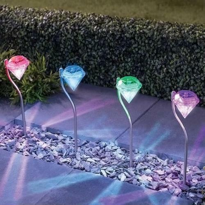 Lampes Solaires de Jardin en Forme de Diamant - Lampes LED pour L' Extérieur pour la Décoration et L' Éclairage