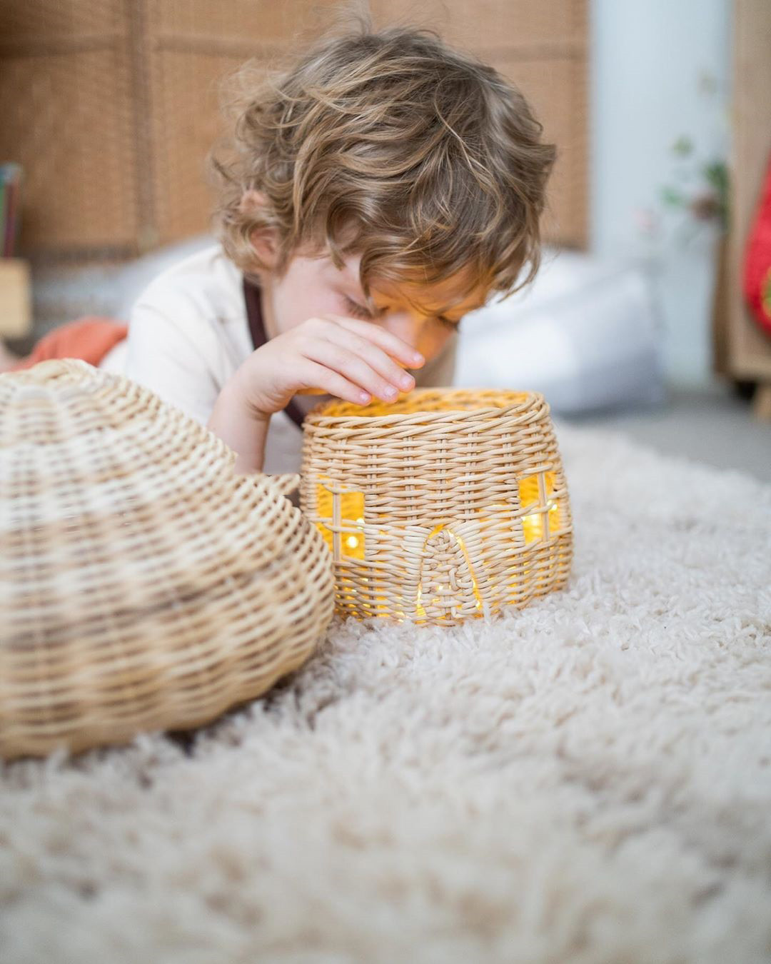 Ornement Maison Champignon en Rotin Fait à la Main - Superbe Décoration en Rotin Tressé pour la Maison