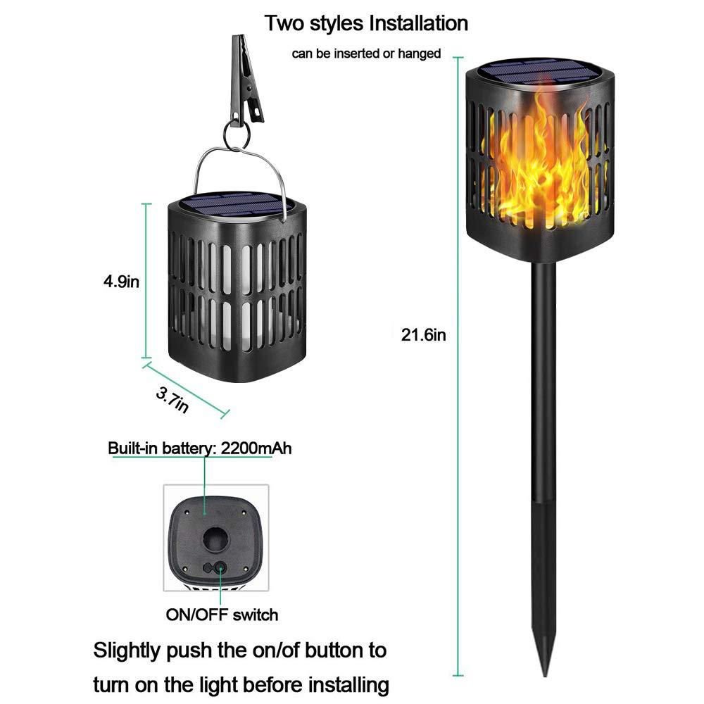Lanterne Solaire à Flammes LED - Éclairage Extérieur Décoratif pour Jardin et Terrasse avec Possibilité de Suspension