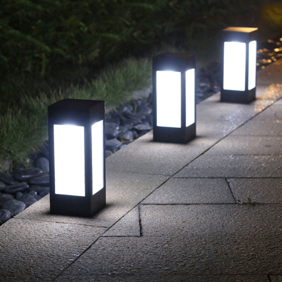 Lanterne Solaire de Jardin à Led au Design Carré - Éclairage Extérieur Décoratif pour les Allées et la Terrasse
