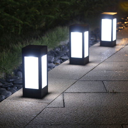 Lanterne Solaire de Jardin à Led au Design Carré - Éclairage Extérieur Décoratif pour les Allées et la Terrasse