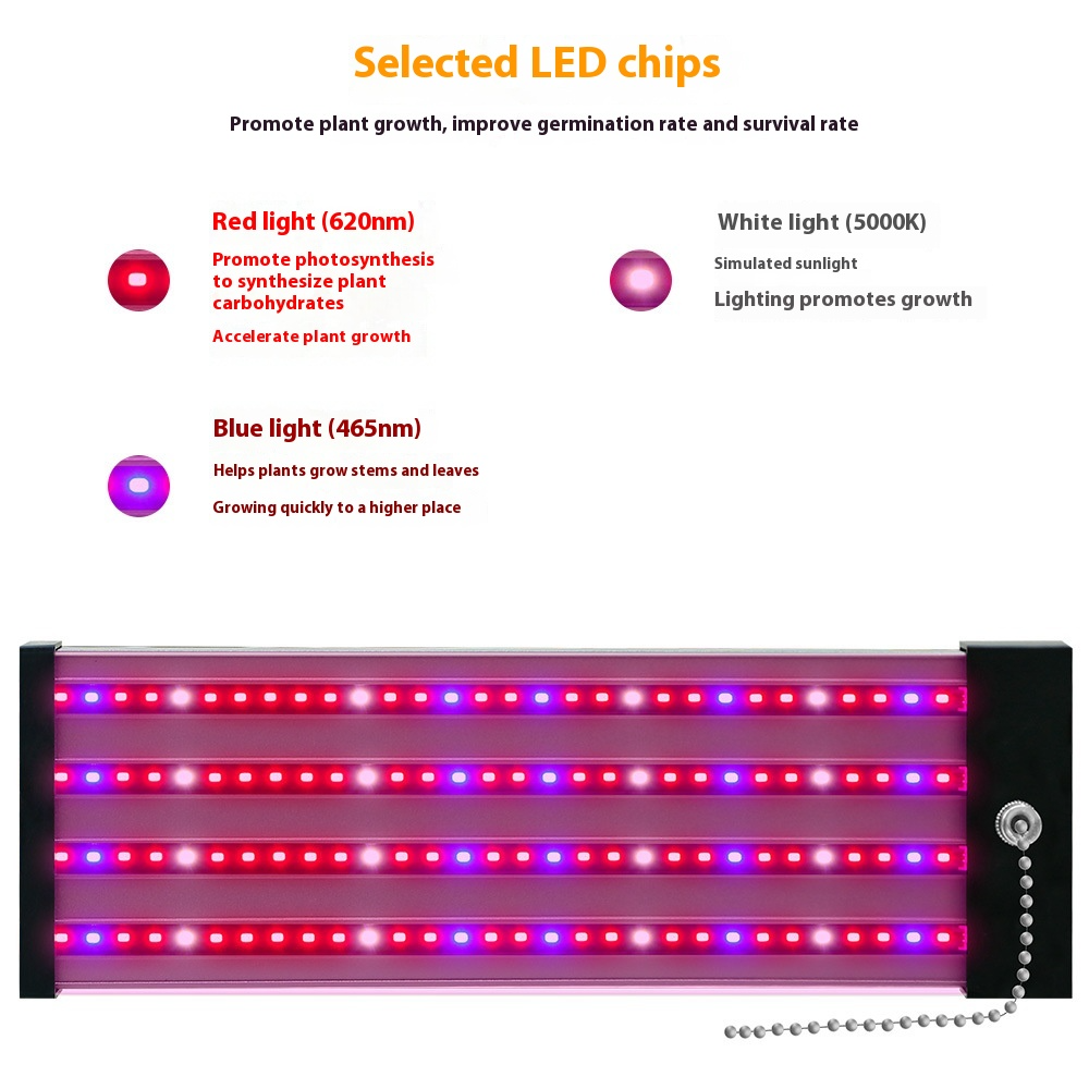 Lampe à LED pour Plantes avec Éclairage Plein - Spectre et Interrupteur à Tirette pour une Croissance Optimale des Plantes