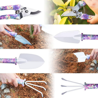 Set D' Outils de Jardinage Multicolores avec 10 Pièces - Outils Ergonomiques pour le Jardinage