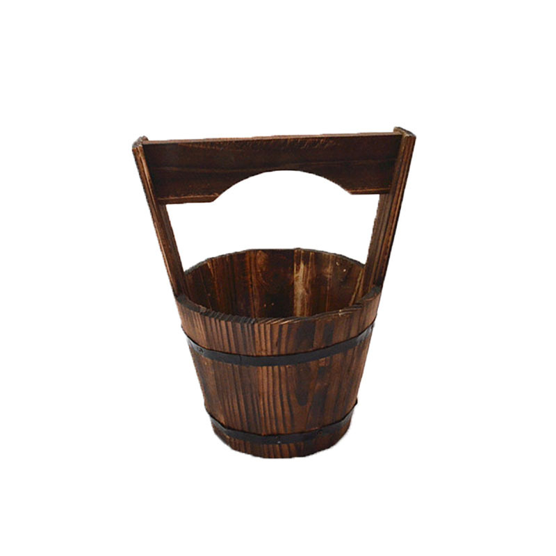 Pots de Fleurs en Bois en Forme de Tonneau pour le Jardin et la Terrasse - Pots de Fleurs Décoratifs en Bois
