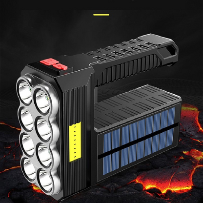 Lampe de Poche Solaire à LED - Projecteur Portatif Étanche et Puissant avec Pile au Lithium