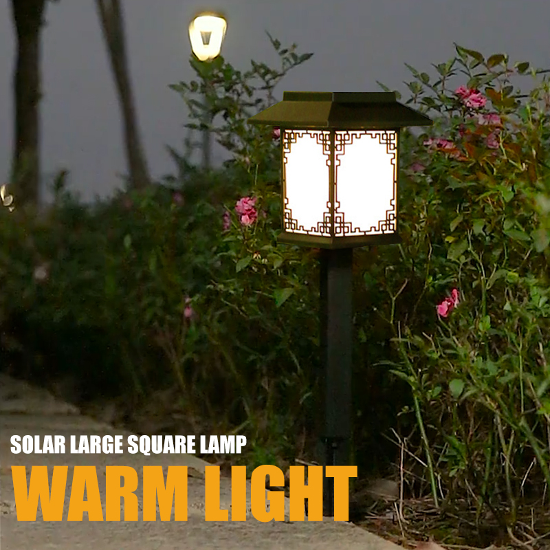 Lampe Solaire à LED pour le Jardin - Grande Lampe Carrée à Lumière Chaude et Double Usage