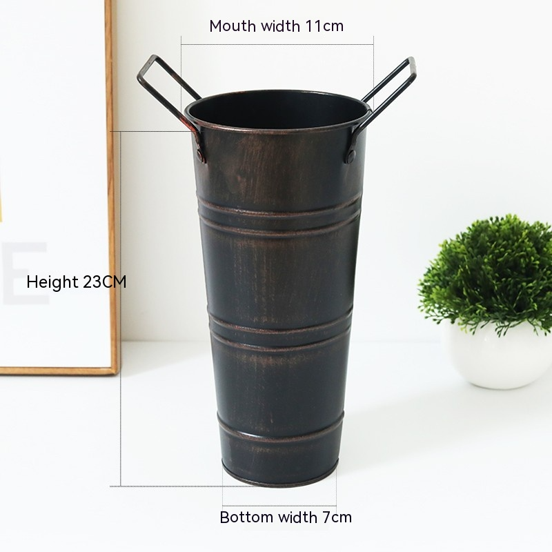 Pot De Fleurs En Fer Rétro Avec Poignées - Pot De Fleurs Décoratif En Métal Pour La Maison