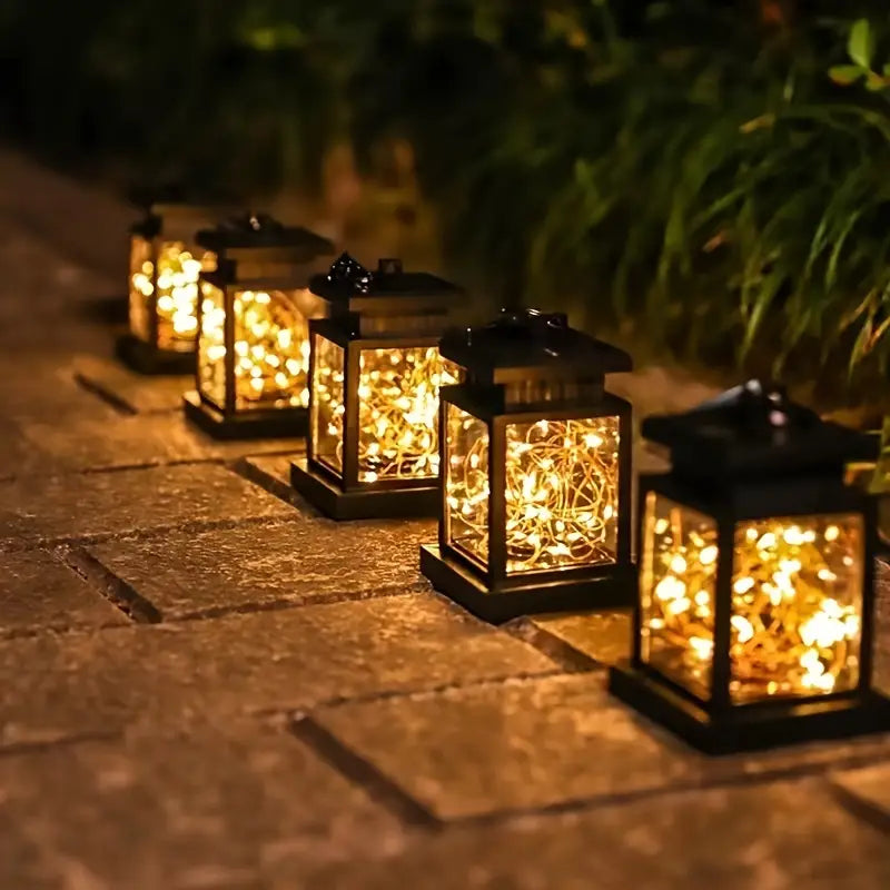 Lanterne Solaire à Led avec Fil Lumineux et Clip de Suspension - Eclairage de Jardin Étanche pour Terrasse et Balcon