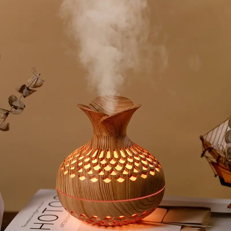 Humidificateur à Led - Diffuseur en Bois et Veilleuse
