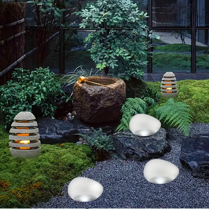 Pierres de Jardin Lumineuses avec Changement de Couleur - Lampes à Led Décoratives en Pierre pour L' Extérieur et le Jardin