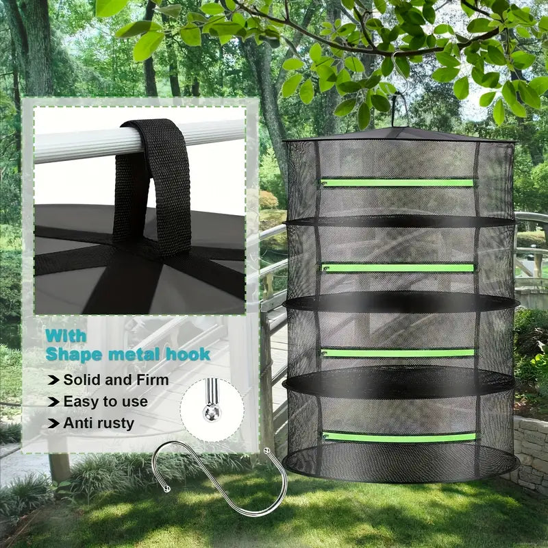 Chariot de Séchage Pliable pour les Fruits , les Légumes et les Herbes Aromatiques - Plateau en Filet à Plusieurs Niveaux pour un Séchage Rapide